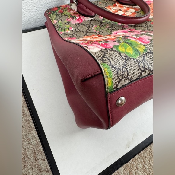 Gucci Soft GG Supreme Monogram Blooms Top Handle Bag Beige Multicolor Dry Rose - Picture 10 of 13